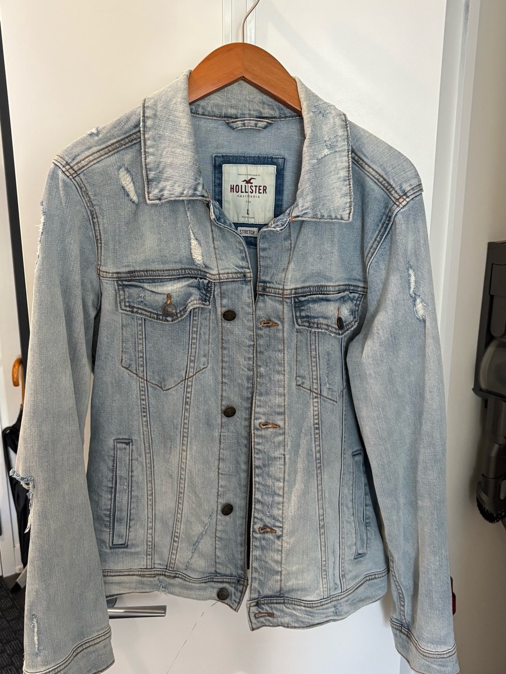 Hollister Light Wash Distressed Denim Jacket